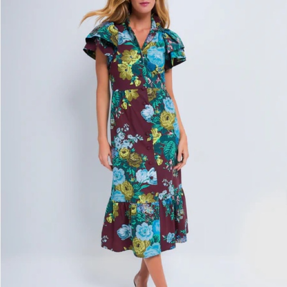 Tuckernuck Oxblood Verdant Floral Alice Dress Size XXL NWT